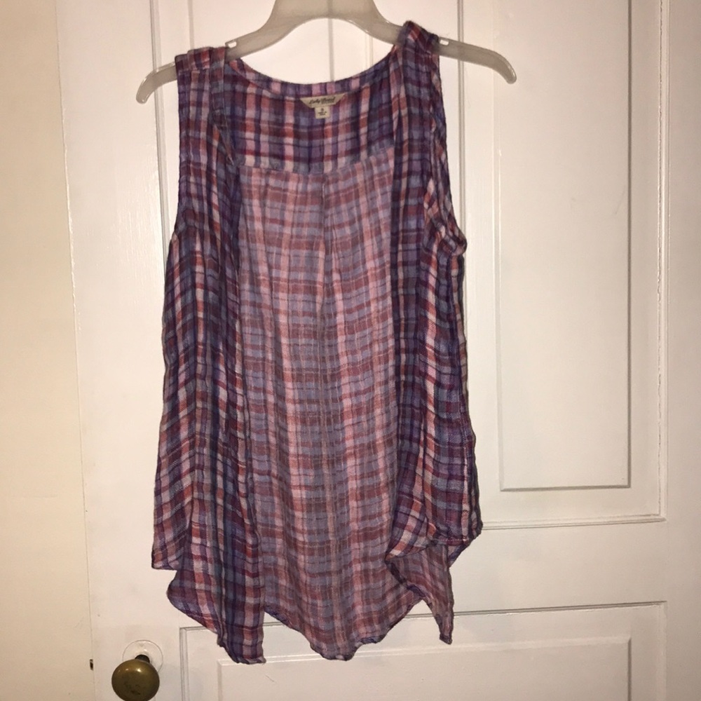 Tie up plaid shirt
